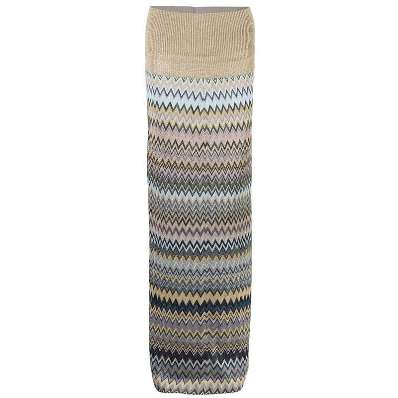 Pre Owned Missoni Multicolor Metallic Knit Maxi Skirt M