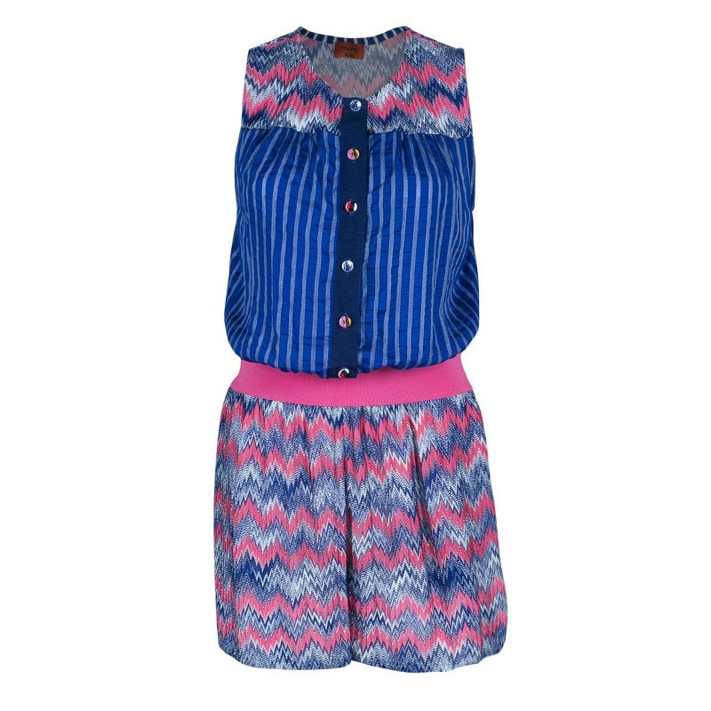 Pre Owned Missoni Mare Blue Multicolor Playsuit M