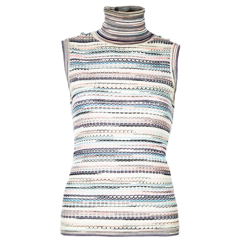 Pre Owned Missoni Multicolor Turtleneck Top M