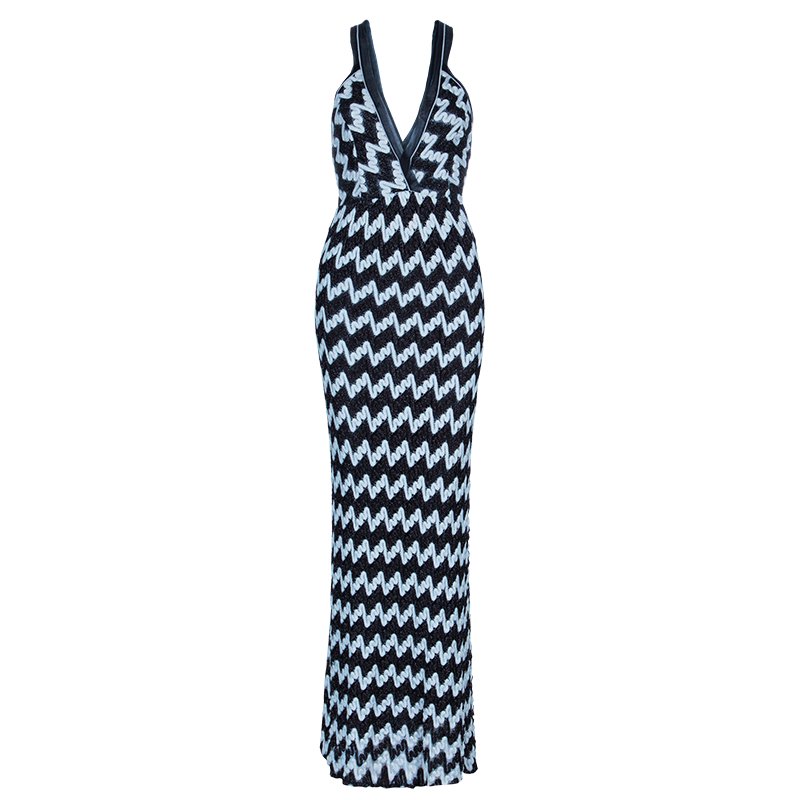 Pre Owned Missoni Monochrome Knit Maxi Dress M