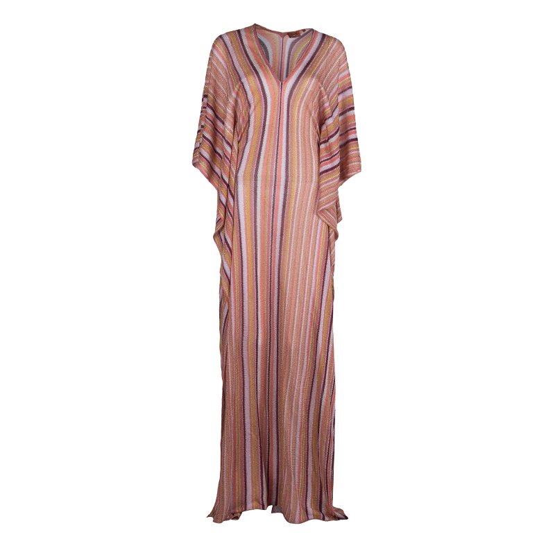 Pre Owned Missoni Multicolor Striped Lurex Knit Kaftan S