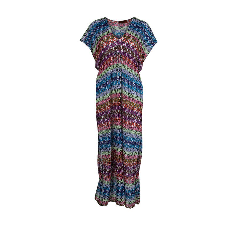 Pre Owned Missoni Mare Multicolor Knit Fish Scale Pattern Kaftan Dress M