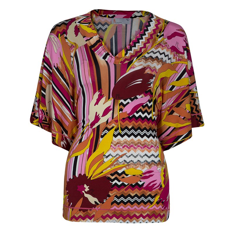 Pre Owned Missoni Multicolor Short Sleeve Top M