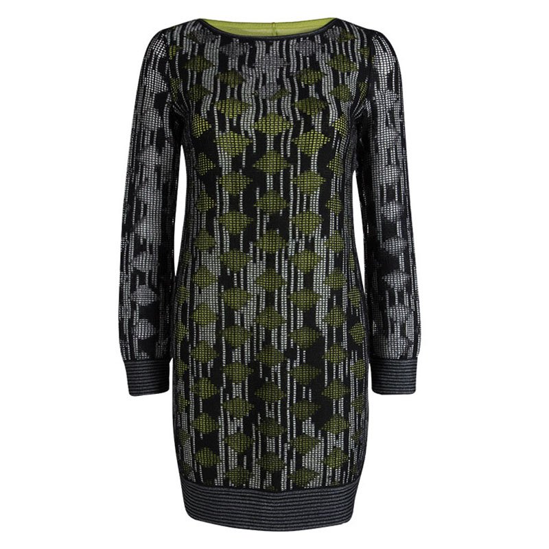 Pre Owned Missoni Monochrome Knit Contrast Lining Detail Backless Dress S