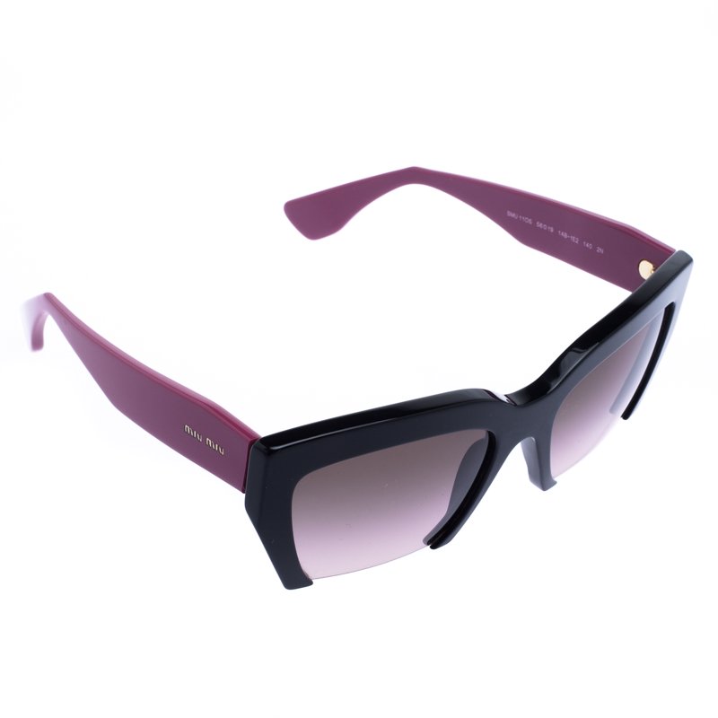 Miu Miu Black/Magenta SMU110S Half Rim Sunglasses