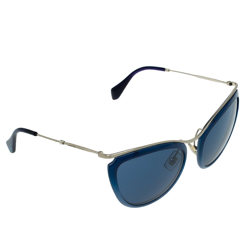 Pre Owned Miu Miu Blue SMU51P Retro Cat Eye Sunglasses