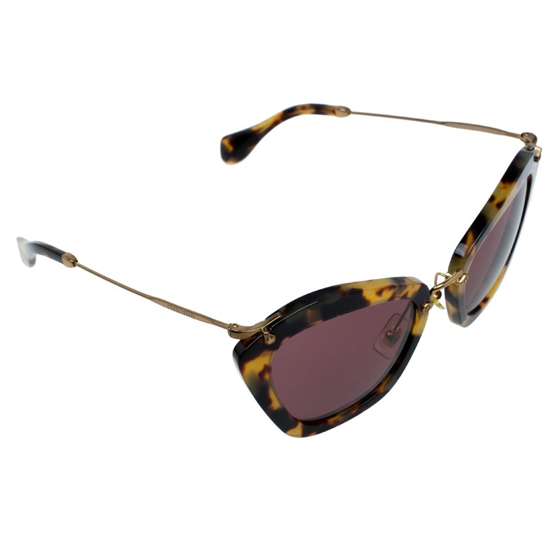 Pre Owned Miu Miu Tortoise Frame SMU10N Cat Eye Sunglasses