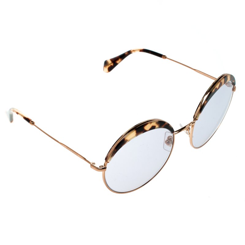 مملوكة مسبقًا نظارة شمسية ميو ميو SMU51Q ذهبي/رصاصي مستديرة