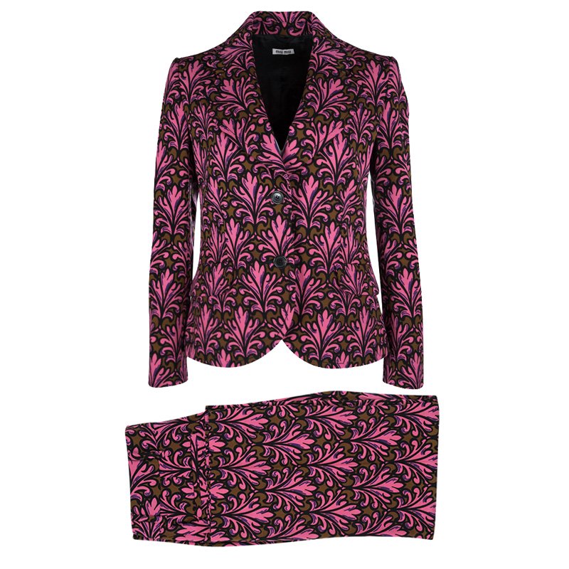Miu Miu Fall'12 Pink Floral Printed Jacquard Pant Suit S