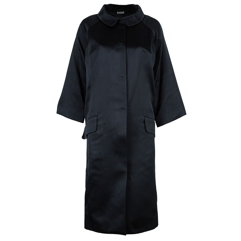 Miu Miu Black Satin Runway Coat M