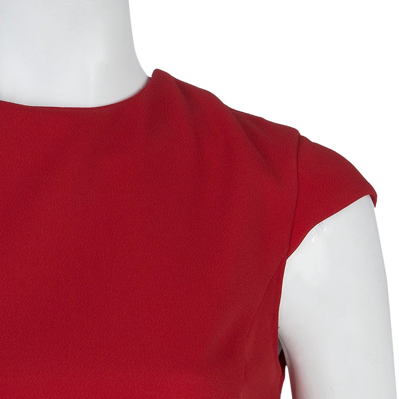 Pre Owned Miu Miu Red Backless Tie Detail Cap Sleeve Godet Dress S