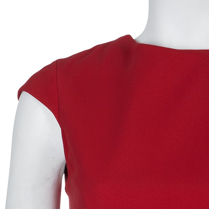 Pre Owned Miu Miu Red Backless Tie Detail Cap Sleeve Godet Dress S