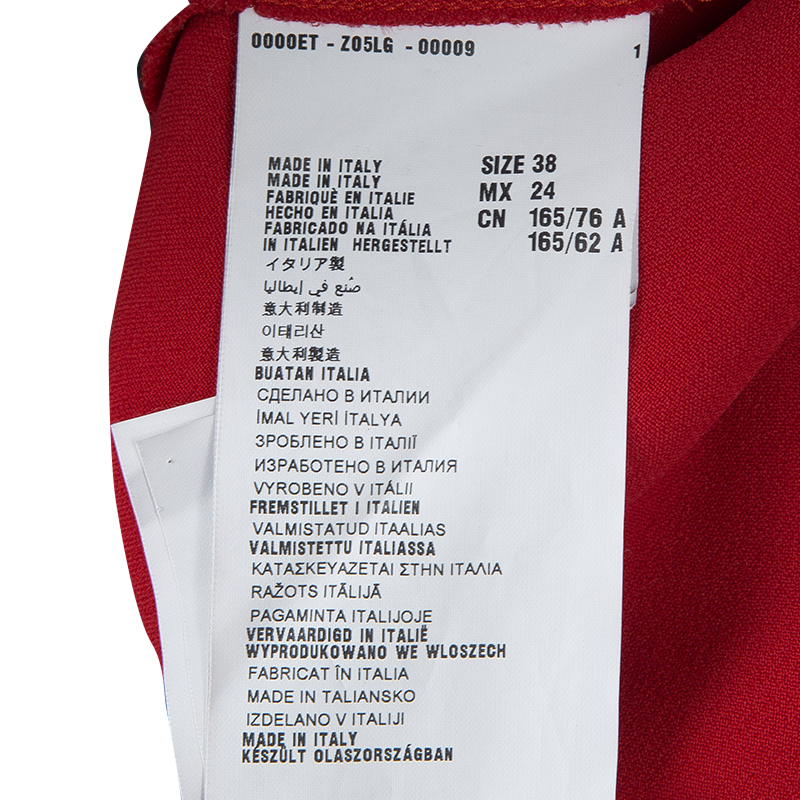 Pre Owned Miu Miu Red Backless Tie Detail Cap Sleeve Godet Dress S
