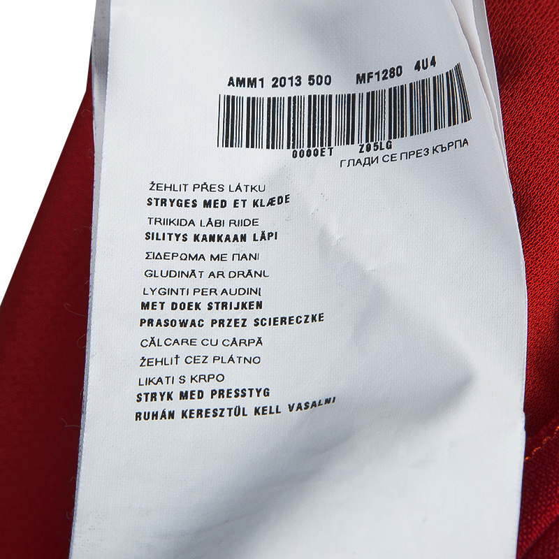 Pre Owned Miu Miu Red Backless Tie Detail Cap Sleeve Godet Dress S