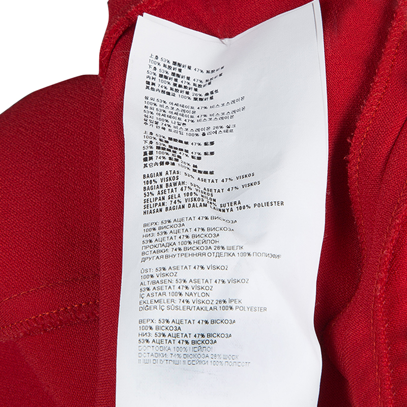Pre Owned Miu Miu Red Backless Tie Detail Cap Sleeve Godet Dress S