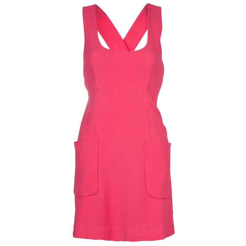Pre Owned Miu Miu Pink Crossback Mini Dress S