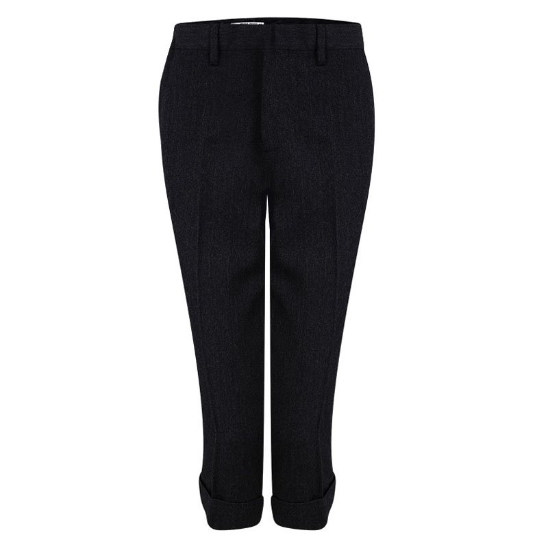 Pre Owned Miu Miu Grey Wool Three Quarter Trousers M