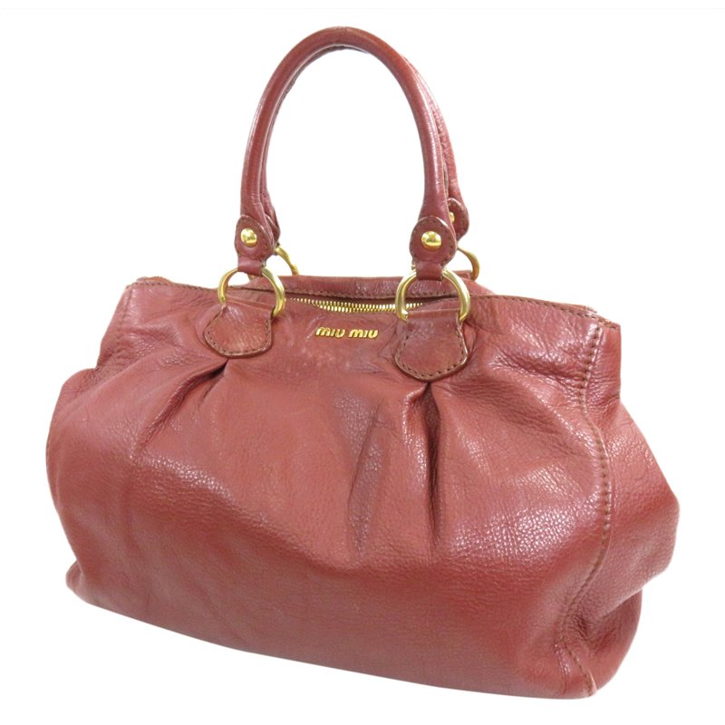 Miu Miu Bordeaux Leather Top Handle Bag Miu Miu | The Luxury Closet