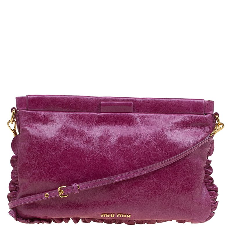 Pre Owned Miu Miu Burgundy Leather Shoulder Bag