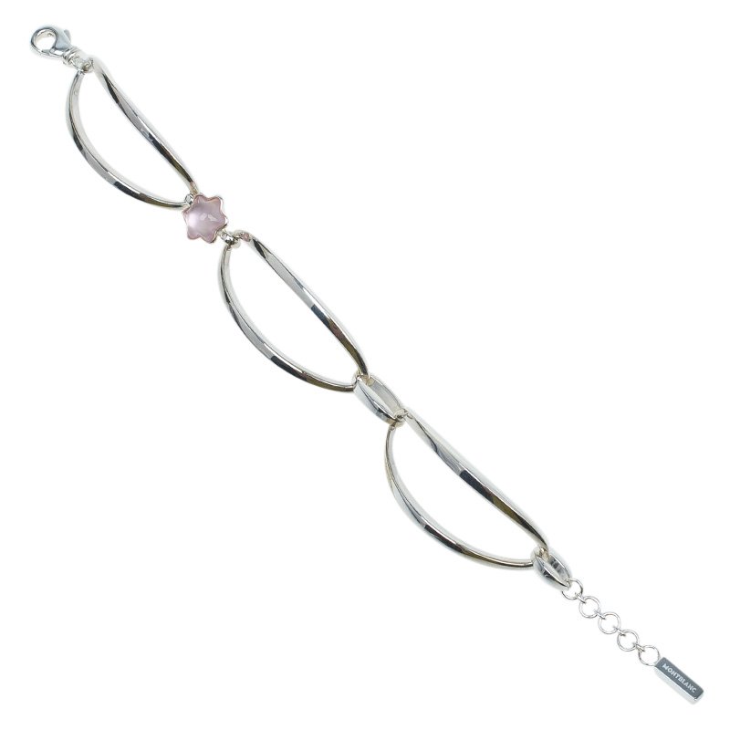 Pre Owned Montblanc Star Pink Cabouchon Silver Bangle Bracelet 