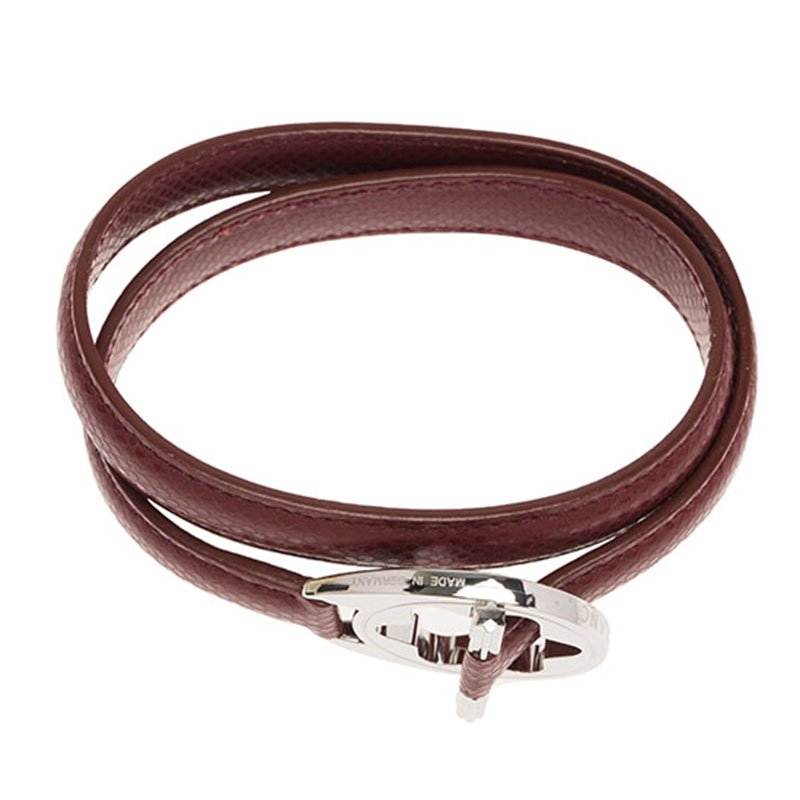 Montblanc Star Collection Hold Me Tight Red Leather Silver Bracelet Size 18cm