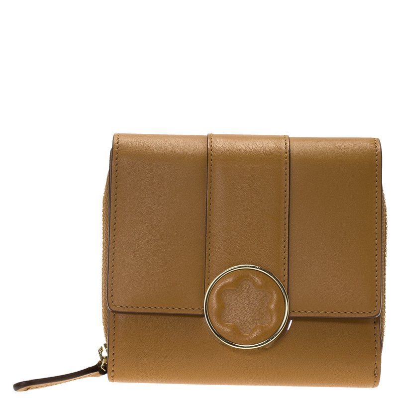Pre Owned Montblanc Brown Leather Lady Star Compact Wallet