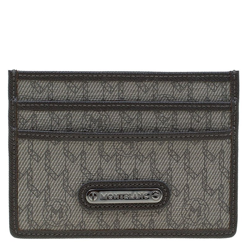 Pre Owned Montblanc Beige/Brown Coated Canvas Signature Pocket Holder 4CC