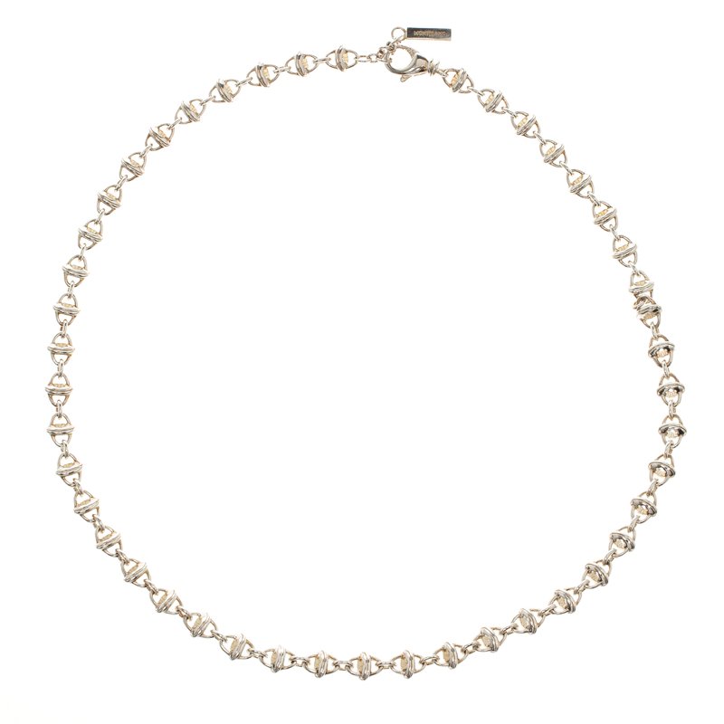 Pre Owned Montblanc Icon Link Motif Silver Chain Necklace