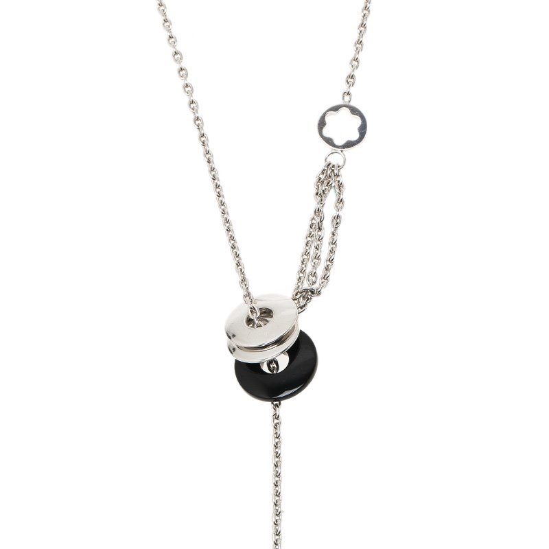Pre Owned Montblanc Ceramic Silver Lariat Necklace