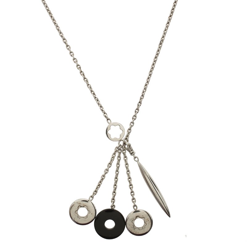 Pre Owned Montblanc Ceramic Silver Lariat Necklace