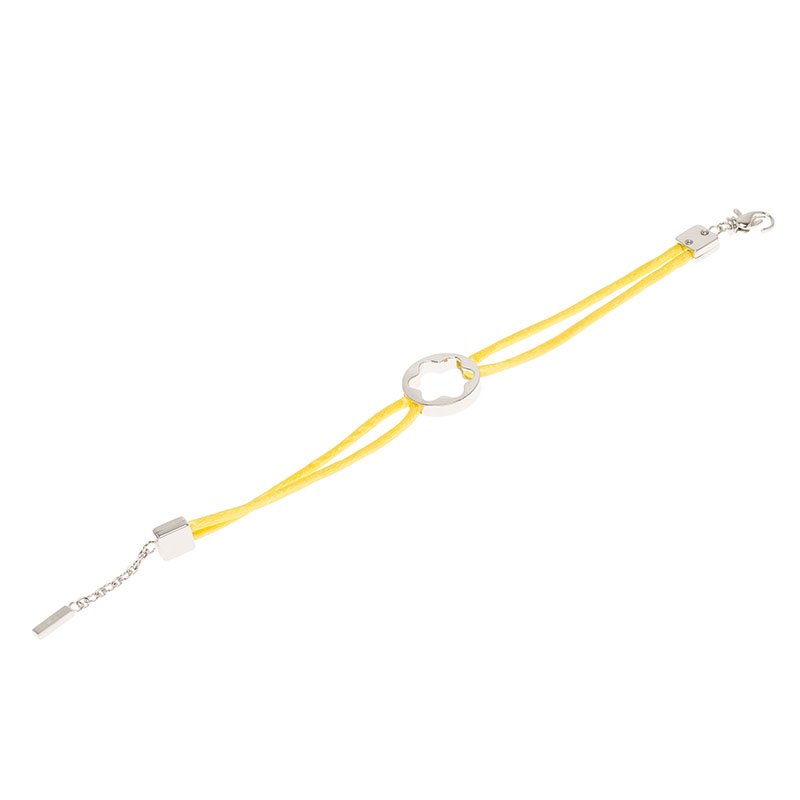 Pre Owned Montblanc Star Collection Yellow Satin Silver Star Bracelet