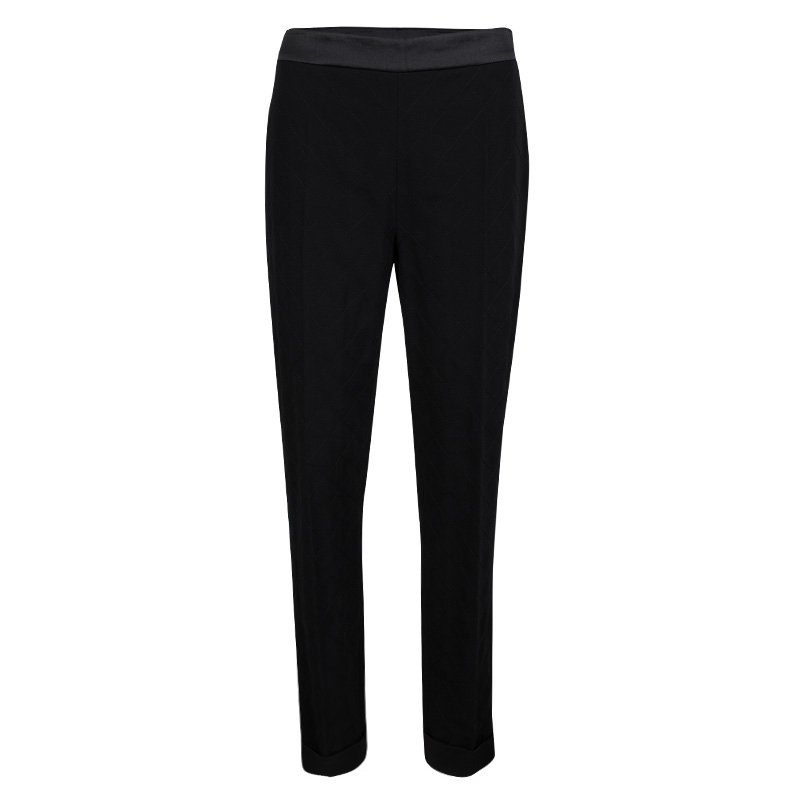 Pre Owned Moschino Couture Black Diamond Top Stitch Detail Trousers M