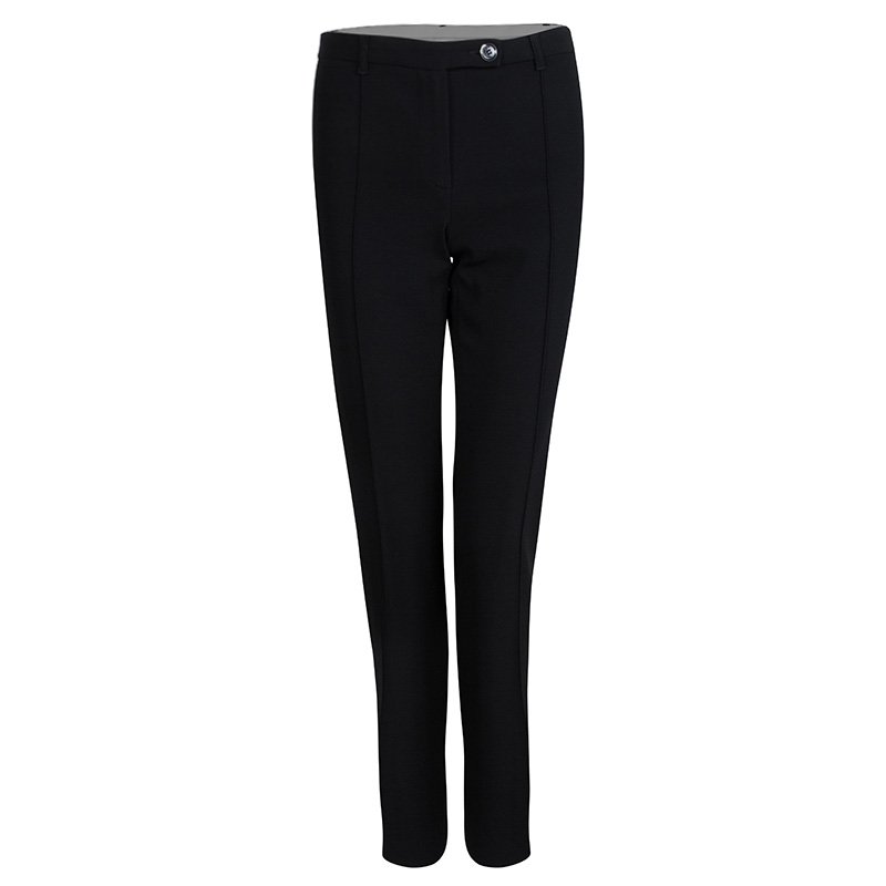 Pre Owned Moschino Black Straight Fit Tailored Trousers S
