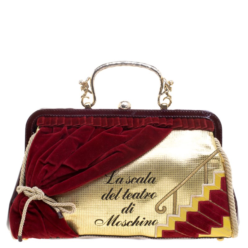 Pre Owned Moschino Multicolor Patent Leather/Leather and Velvet Lascala Del Teatro Di Moschino Bag