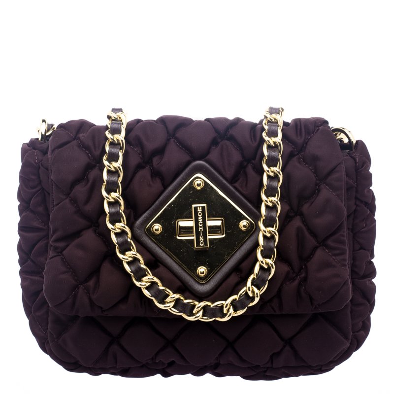 Pre Owned Moschino Dark Burgundy Nylon Crossbody Bag