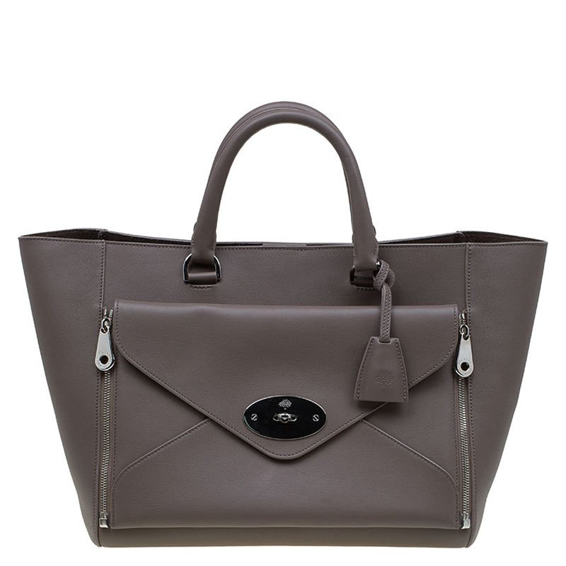 Pre Owned Mulberry Taupe Leather Willow Tote
