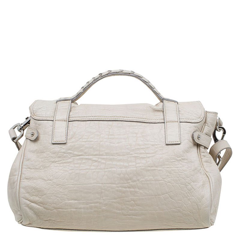 Mulberry Cream Croc Embossed Leather Limited Edition Alexa