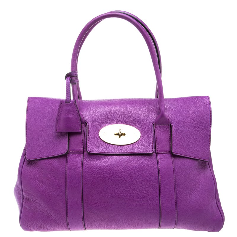 Mulberry Purple Leather Bayswater Satchel Mulberry | The Luxury Closet