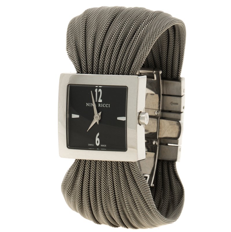 Nina Ricci Black Silver Stainless Women's N019.12 Quartz Watch 24mm ...