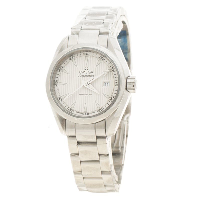 Omega White Stainless Steel Seamaster Aqua Terra Women's Wristwatch 30MM