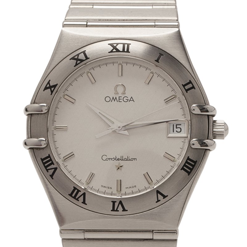 Omega White Stainless Steel Constellation Women's Wristwatch 33MM