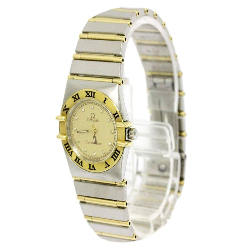 Omega Gold 18K Yellow Gold and Stainless Steel Constellation Women's Wristwatch 22MM