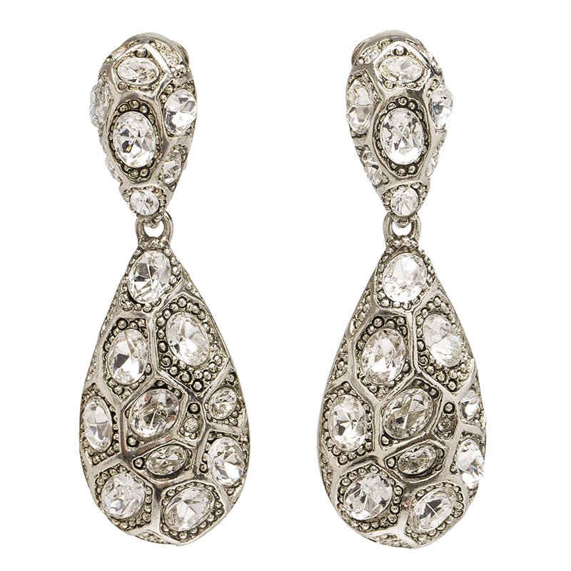 مملوكة مسبقًا Oscar De La Renta Crystal Drop Clip-on Earrings