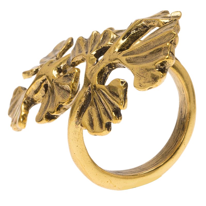 Pre Owned Oscar de la Renta Fern Gold Tone Ring