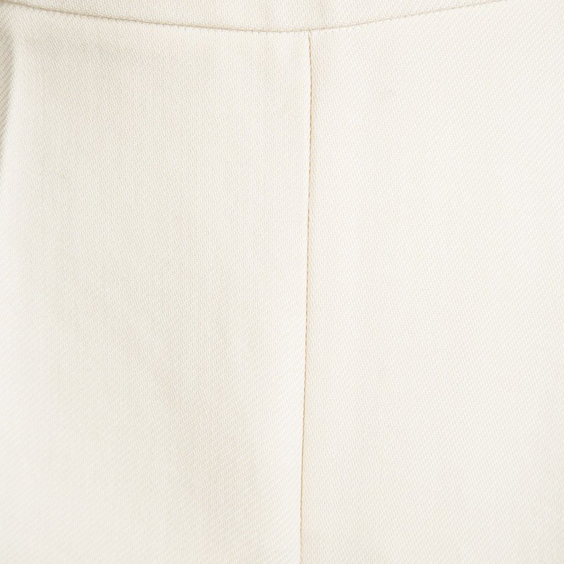 Pre Owned Oscar De La Renta Cream Wool High Waist Shorts S