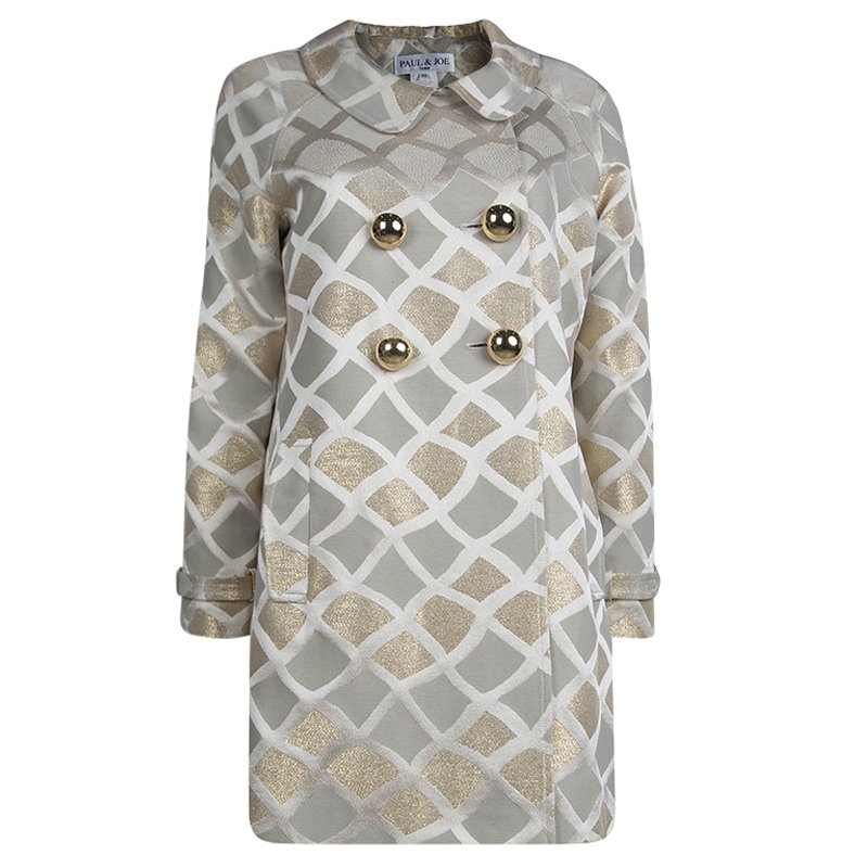 Paul and Joe Lurex Detail Geometric Pattern Double Breasted Jacket L