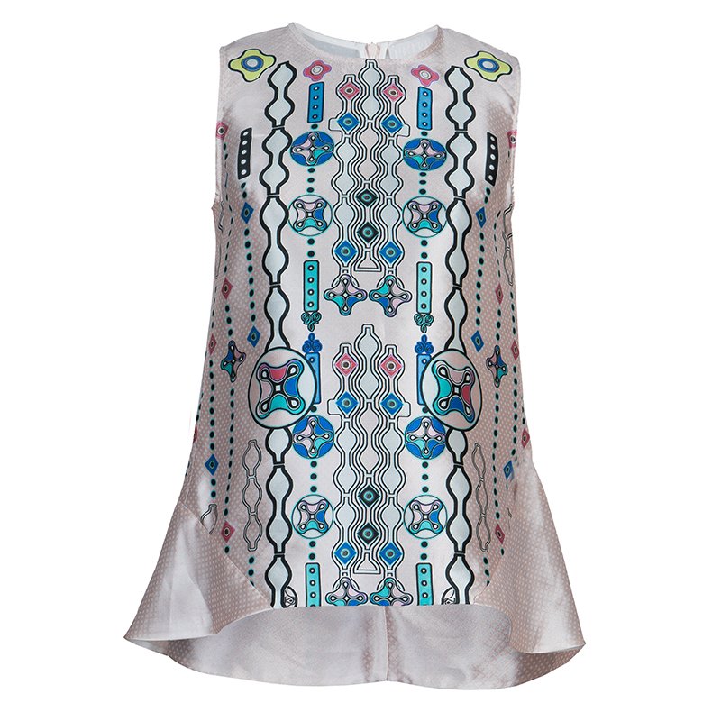 Pre Owned Peter Pilotto Digital Print Silk Top M