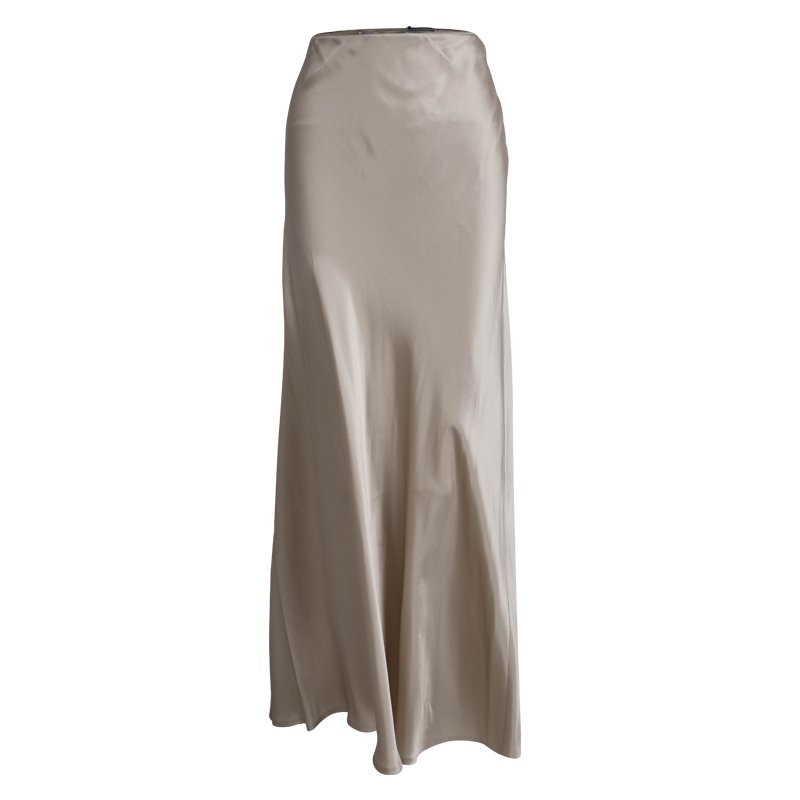 Philosophy Di Alberta Ferretti Beige Satin Maxi Skirt M