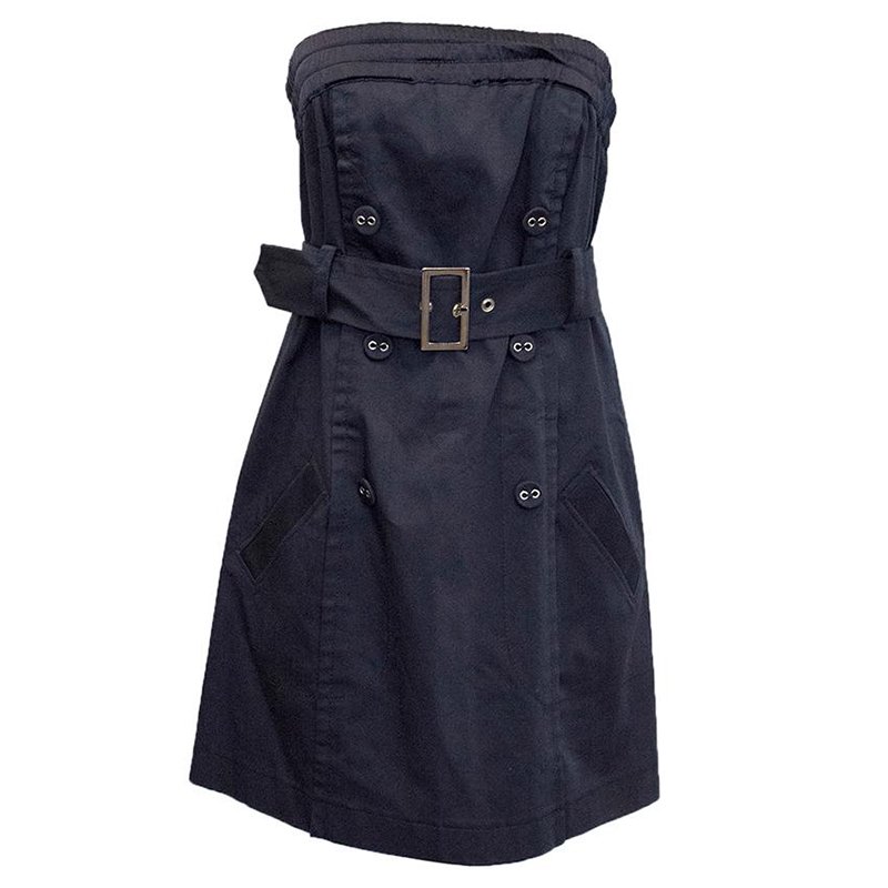 Philosophy Di Alberta Ferretti Navy Blue Strapless Belted Dress M