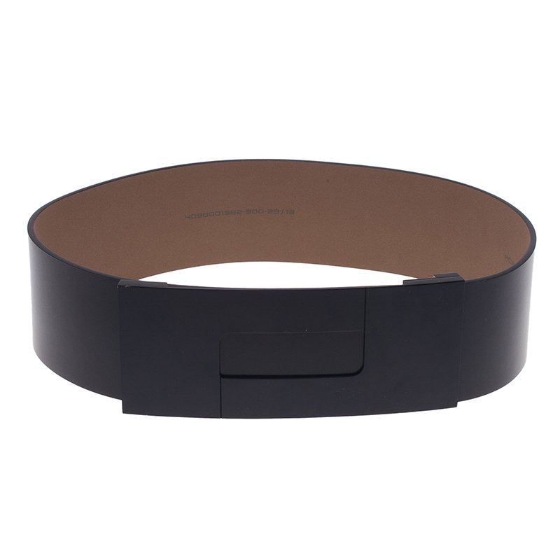 Porsche Design Black Leather Black Logo Waist Belt 80CM